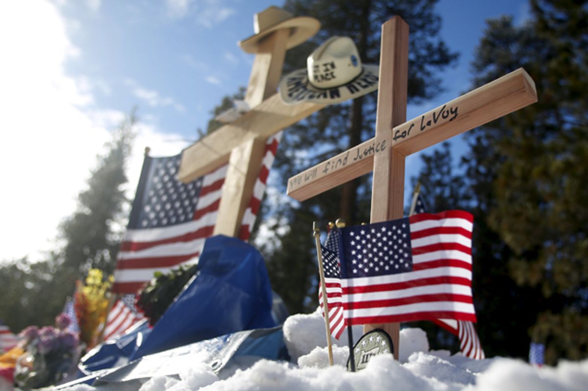 A memorial for Robert 'LaVoy' Finicum on a highway north of Burns, Oregon, January 31, 2016.   (Reuters/Jim Urquhart)