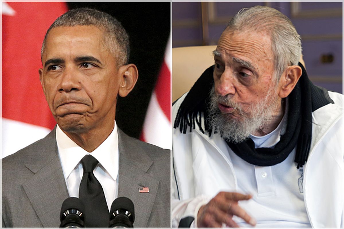 Barack Obama, Fidel Castro   (Reuters/Carlos Barria/AP/Alex Castro)