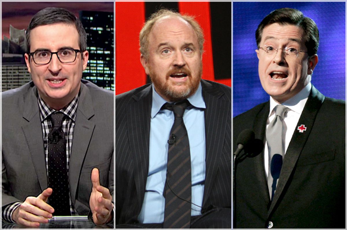 John Oliver, Louis C.K., Stephen Colbert   (HBO/Reuters/David McNew/Mike Blake)