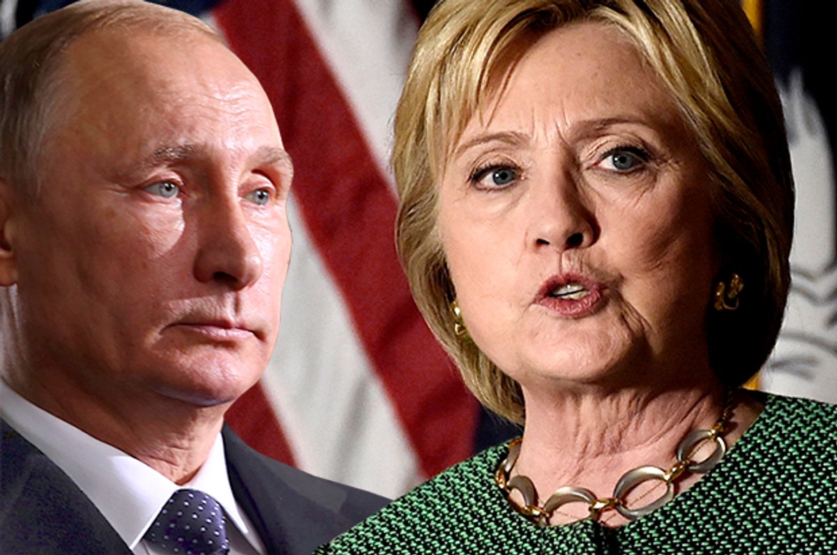 Vladimir Putin, Hillary Clinton   (AP/Reuters/Rainier Ehrhardt/Photo montage by Salon)