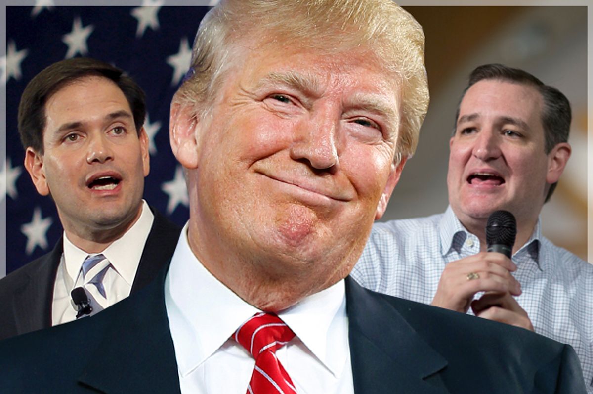 Marco Rubio, Donald Trump, Ted Cruz   (AP/Reuters/Brian Snyder/Andrew Harnik/J Pat Carter/Photo montage by Salon)