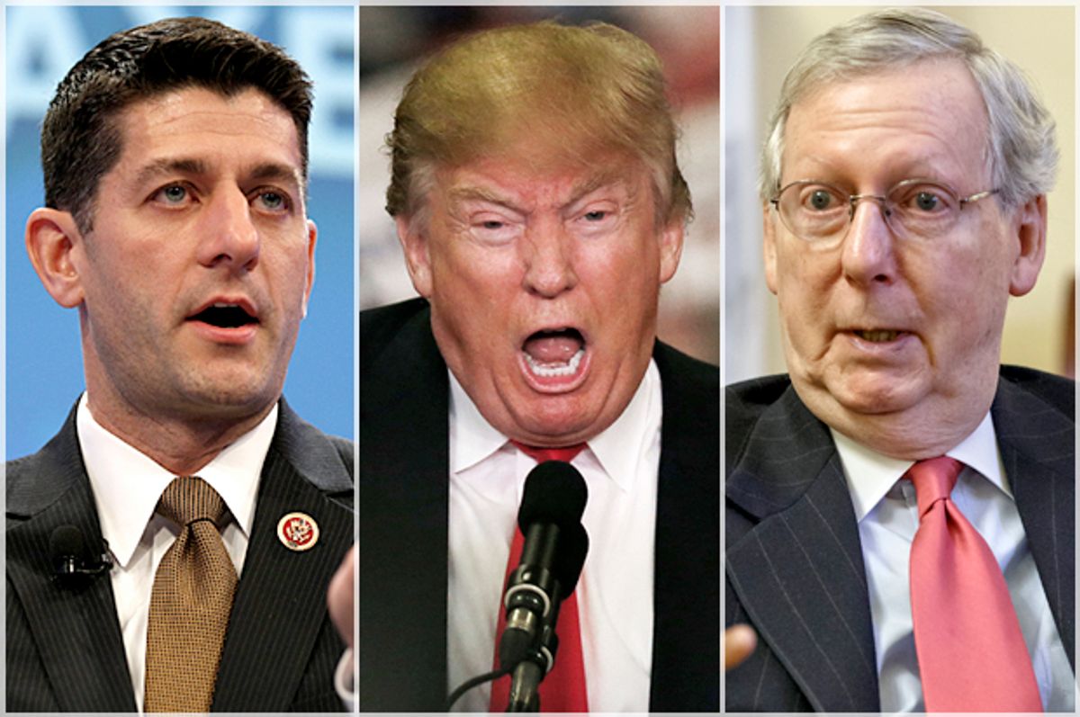 Paul Ryan, Donald Trump, Mitch McConnell   (AP/Reuters/Kevin Lamarque/Brynn Anderson/J. Scott Applewhite)