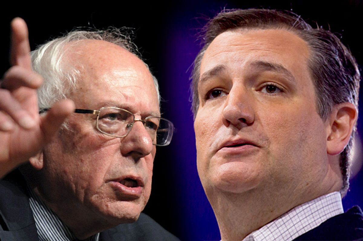 Bernie Sanders, Ted Cruz   (Reuters/Mark Kauzlarich/Jeff Malet, maletphoto.com)