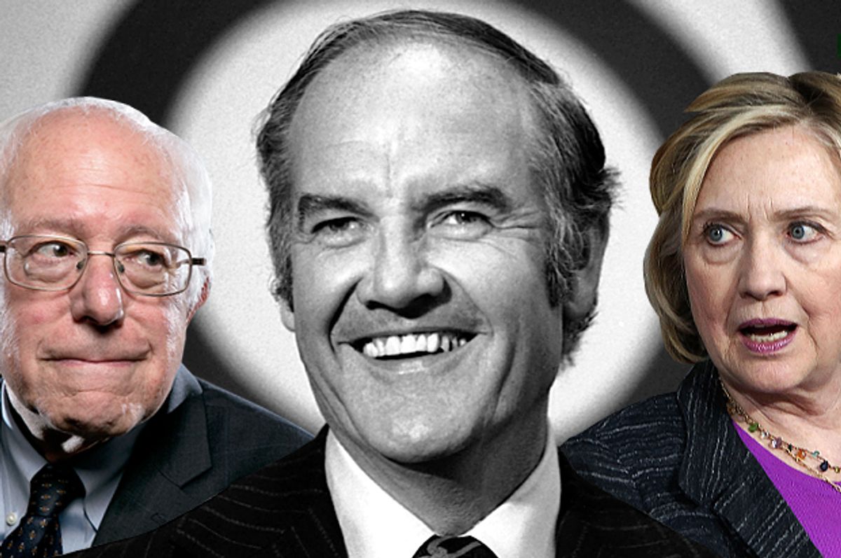 Bernie Sanders, George McGovern, Hillary Clinton   (AP/Jacquelyn Martin/Jim Cole/Photo montage by Salon)