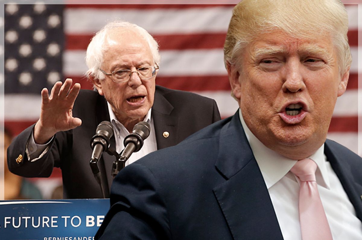 Bernie Sanders, Donald Trump   (AP/Steve Helber/Reuters/Chris Keane/Photo montage by Salon)