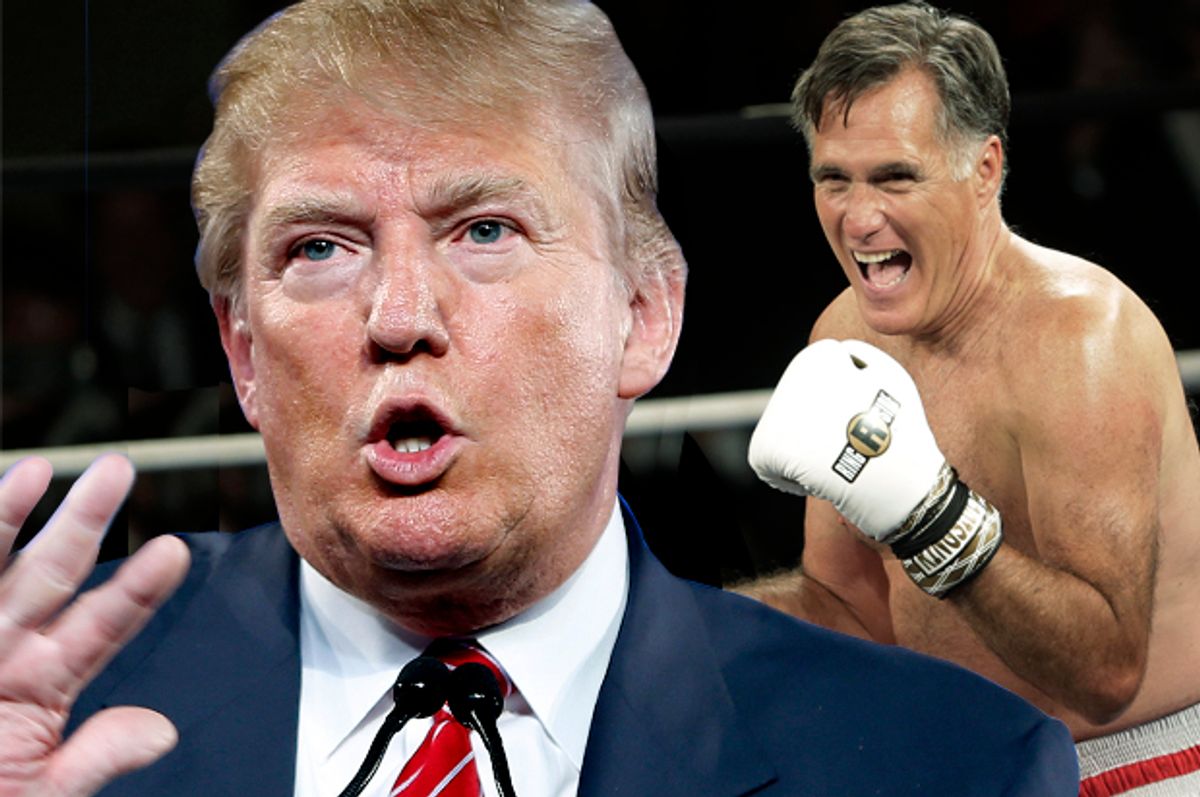 Donald Trump, Mitt Romney   (AP/John Locher/Rick Bowmer/Photo montage by Salon)