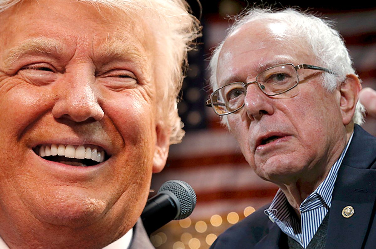 Donald Trump, Bernie Sanders   (Reuters/Chris Keane/Jim Young/Photo montage by Salon)