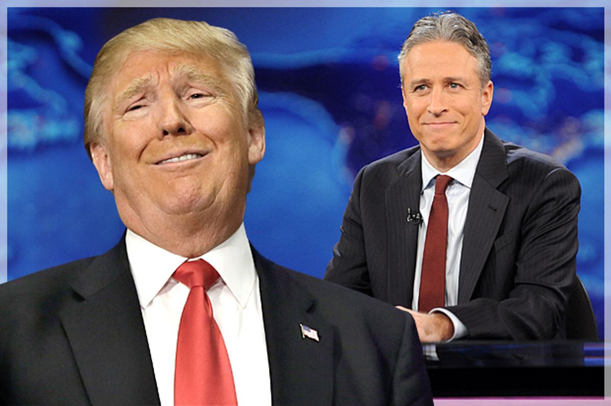 Donald Trump, Jon Stewart   (AP/LM Otero/Brad Barket/Photo montage by Salon)