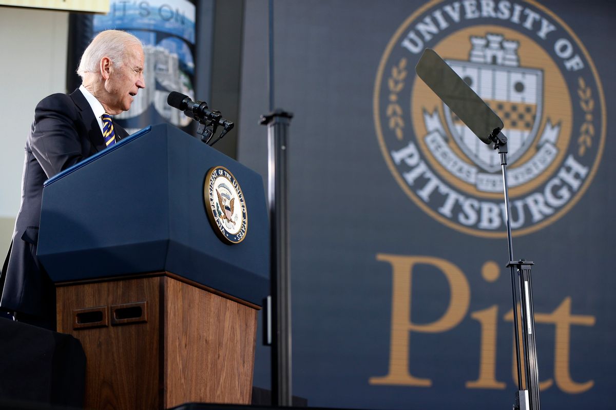 Vice President Joe Biden speaks at the University of Pittsburgh in Pittsburgh, Tuesday, April 5, 2016. Biden spoke raising awareness about sexual assault. (AP Photo/Keith Srakocic) (AP Photo/Keith Srakocic)