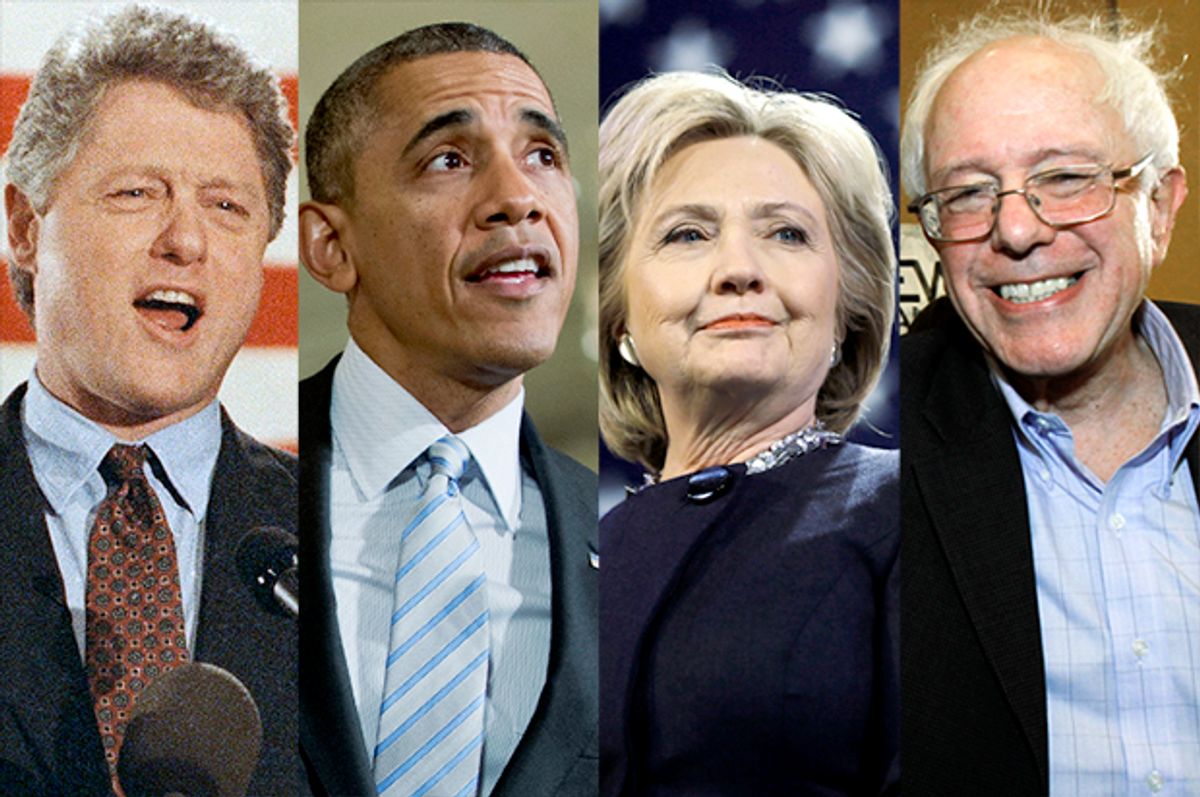 Bill Clinton, Barack Obama, Hillary Clinton, Bernie Sanders   (AP/Ron Frehm/Pablo Martinez Monsivais/Matt Rourke/Toby Talbot)