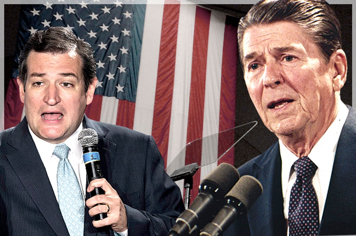Ted Cruz, Ronald Reagan   (Reuters/Lucas Jackson/AP//J. Scott Applewhite/Salon)