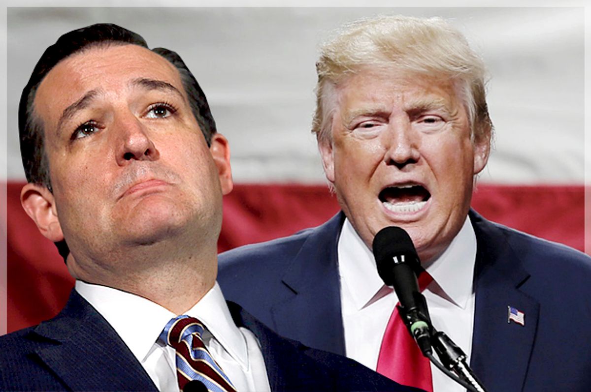 Ted Cruz, Donald Trump   (Jeff Malet, maletphoto.com/Reuters/Eduardo Munoz/Photo montage by Salon)