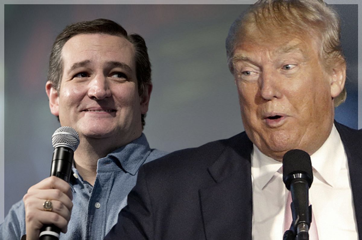 Ted Cruz, Donald Trump   (AP/Mary Altaffer/Gene J. Puskar/Photo montage by Salon)