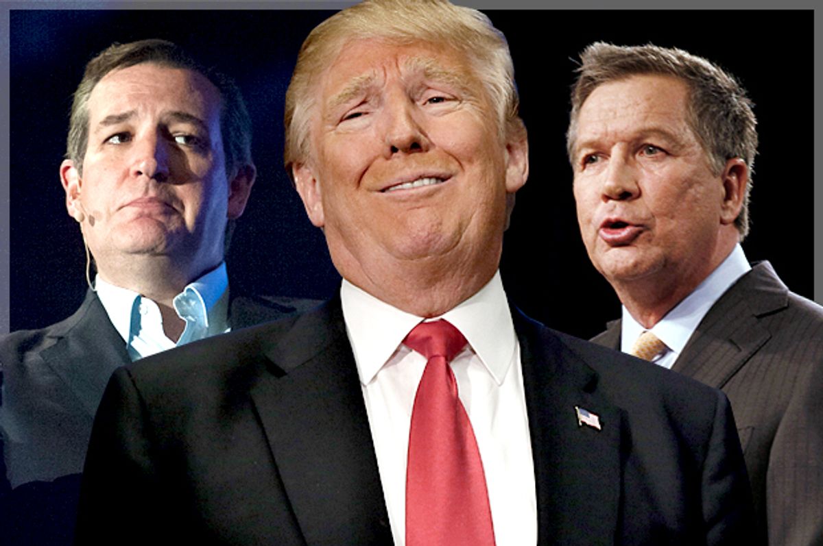 Ted Cruz, Donald Trump, John Kasich   (AP/Reuters/Mark Kauzlarich/LM Otero/Skip Peterson/Photo montage by Salon)