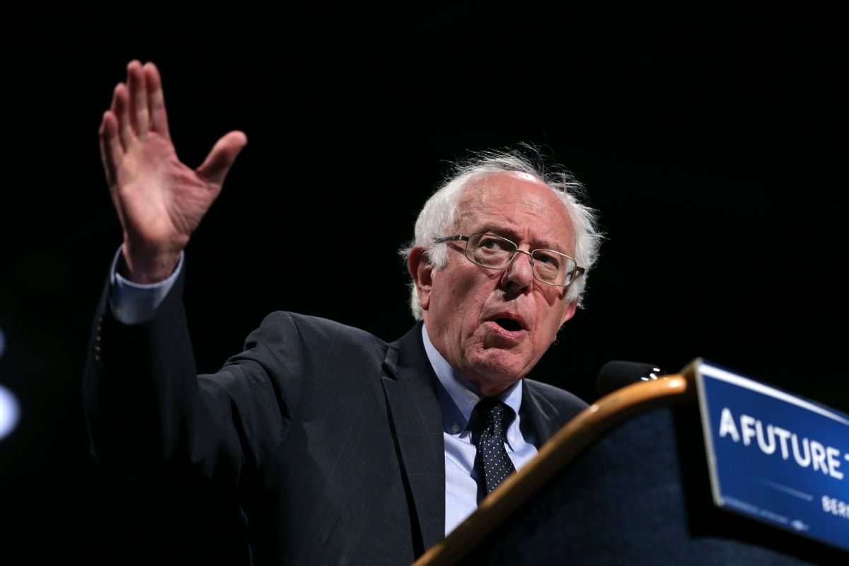 Democratic presidential candidate, Sen. Bernie Sanders, I-Vt. speaks at a campaign rally, Tuesday, April 12, 2016, in Syracuse, N.Y. (AP Photo/Mel Evans) (AP)