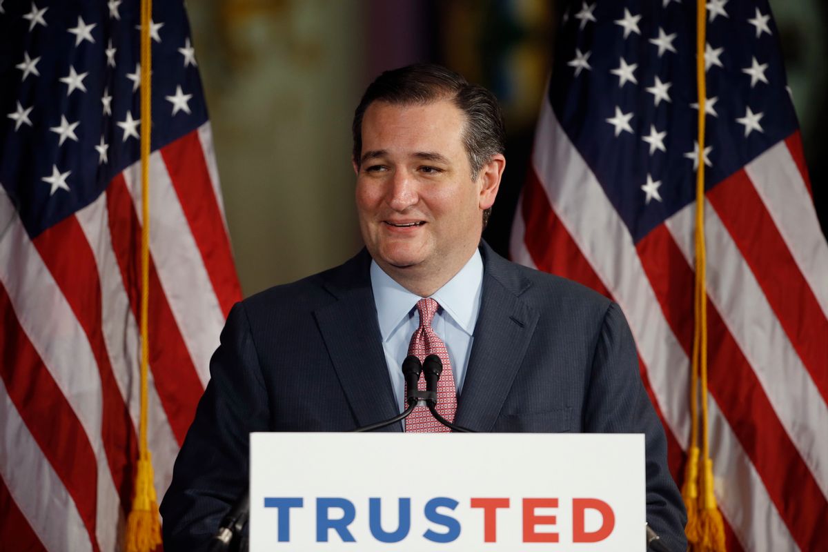 Republican presidential candidate, Sen. Ted Cruz, R-Texas, speaks during a campaign stop, Tuesday, April 19, 2016, in Philadelphia. (AP Photo/Matt Rourke) (AP)
