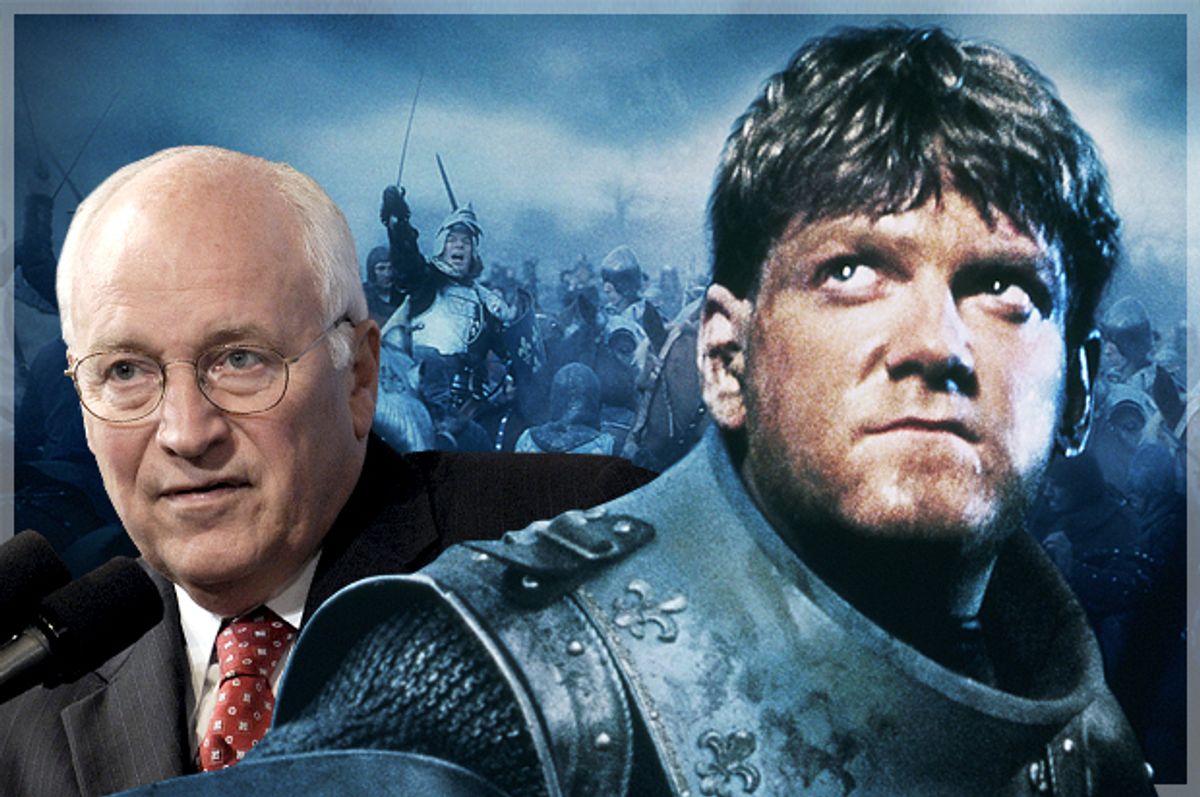 Dick Cheney, Kenneth Branagh in "Henry V"   (AP/Susan Walsh/MGM/Photo montage by Salon)
