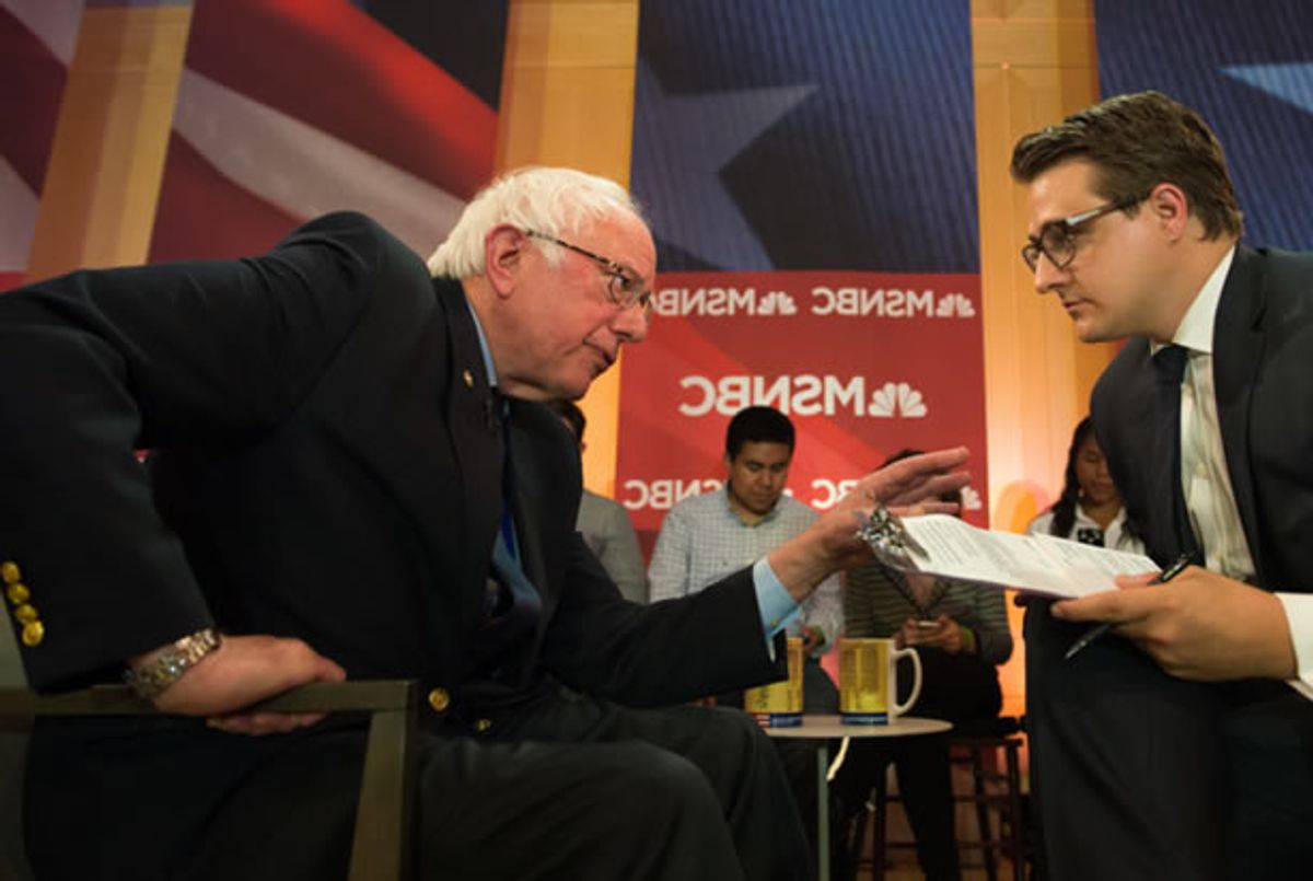 Bernie Sanders, Chris Hayes (Credit: Nathan Congleton/MSNBC)