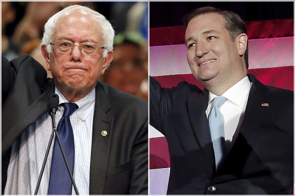 Bernie Sanders, Ted Cruz   (Reuters/Mike Blake/Jim Young)