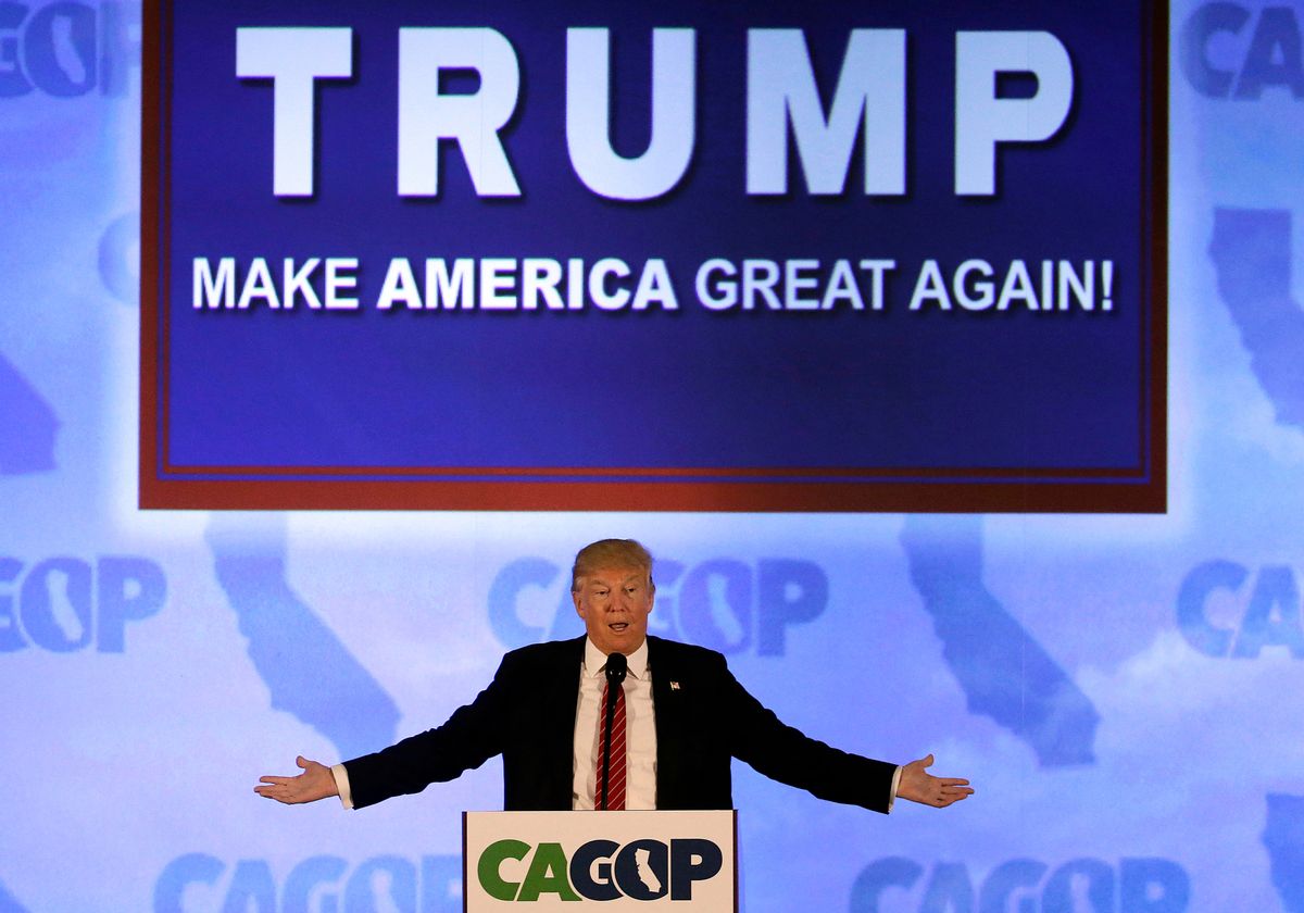 Donald Trump speaks at the California Republican Party 2016 Convention in Burlingame, Calif. (AP)