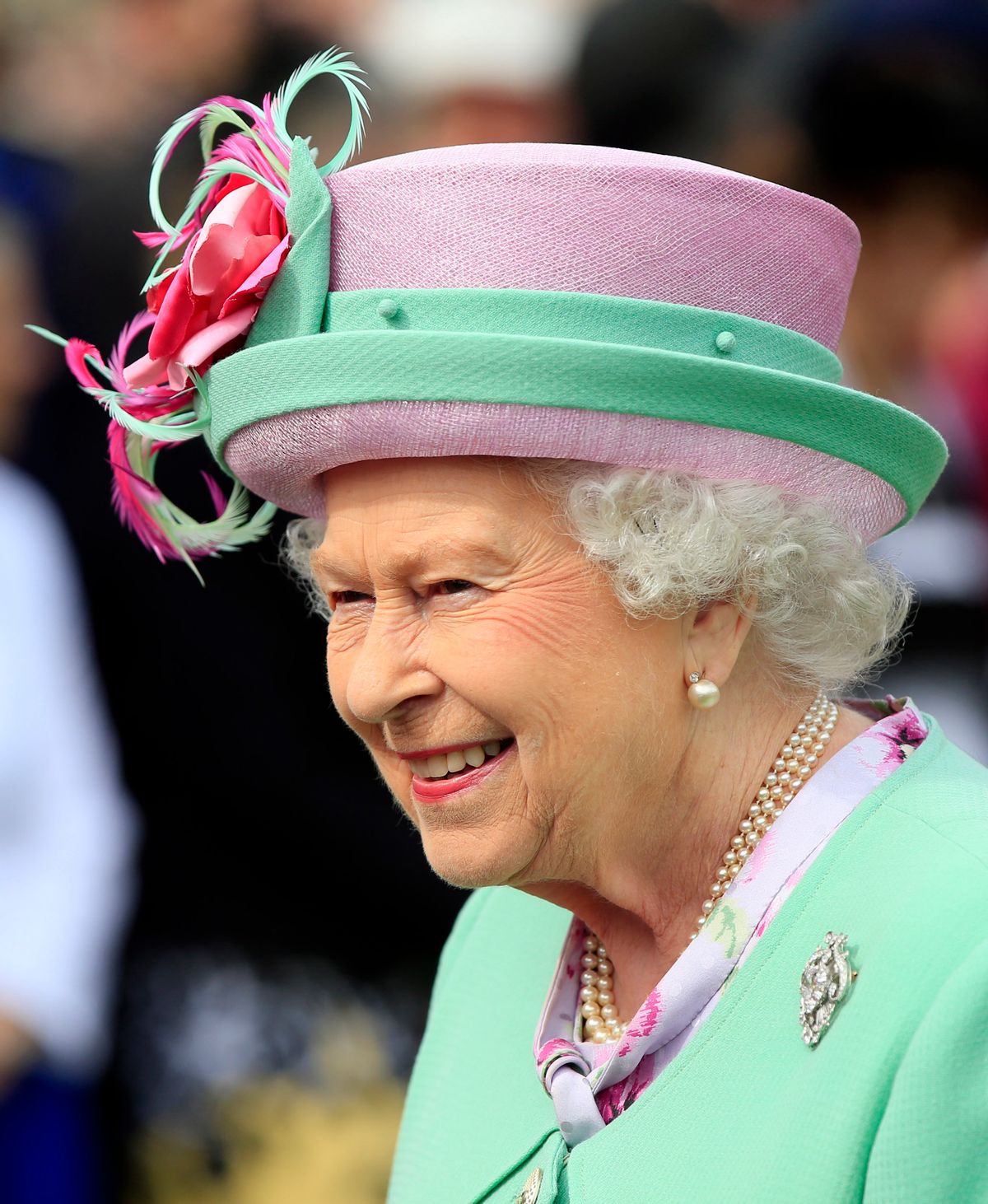 Britain's Queen Elizabeth attends a garden party at Buckingham Palace. (AP)