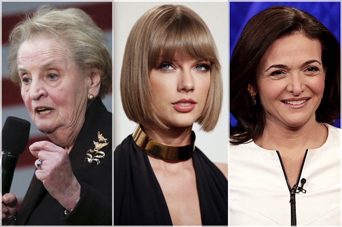 Medeleine Albright, Taylor Swift, Sheryl Sandberg   (Reuters/Adrees Latif/Danny Moloshok/AP/Richard Drew)