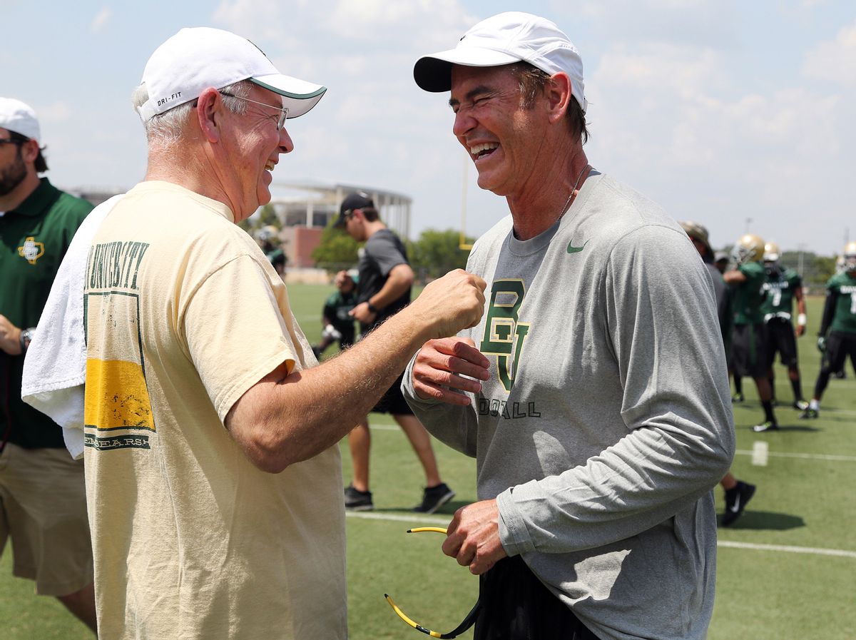 For Baylor University President Ken Starr, left, with ex-head football coach Art Briles in 2014 (AP)