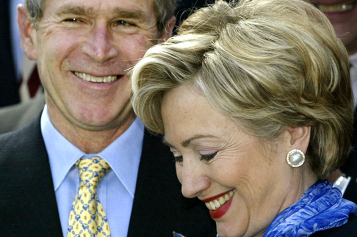 George W. Bush, Hillary Clinton   (Reuters/Kevin Lamarque)