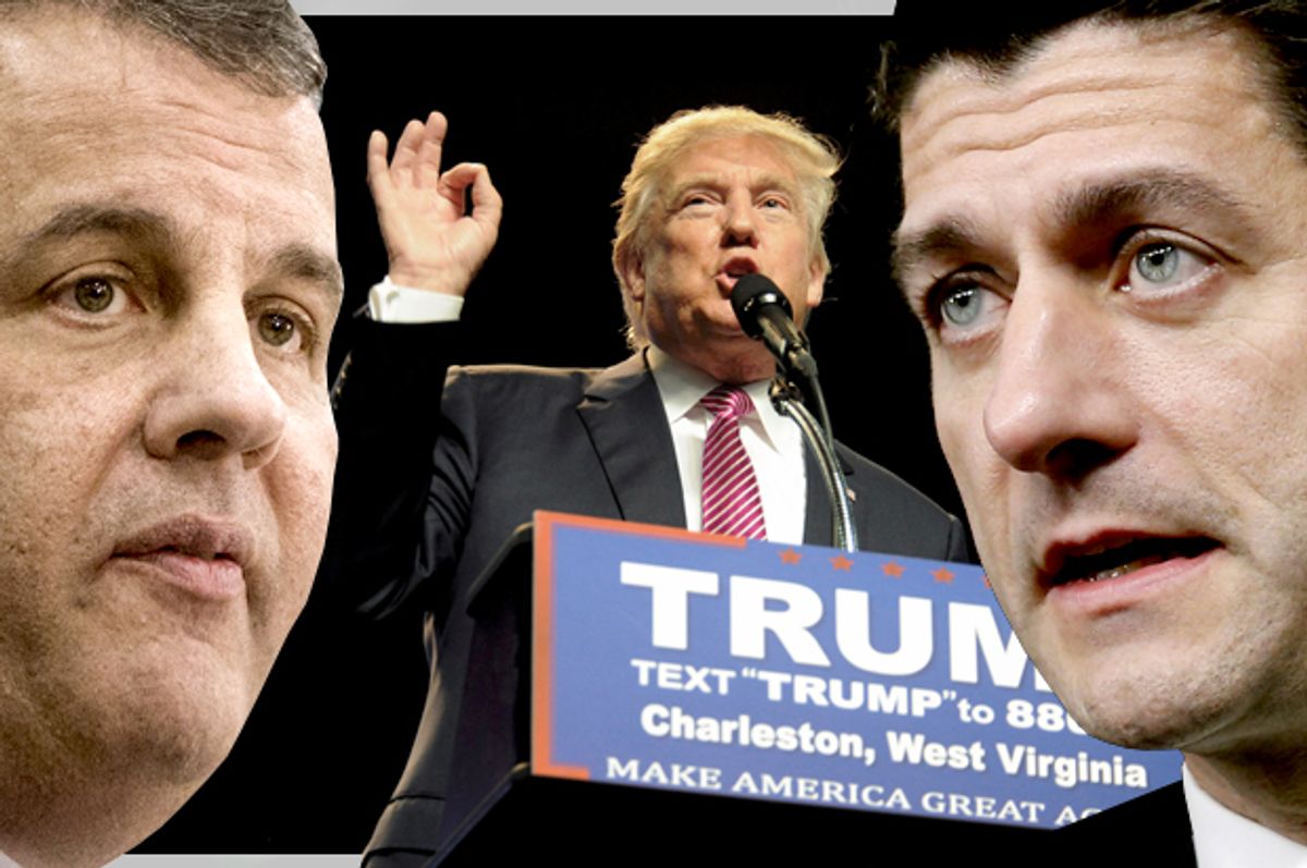 Chris Christie, Donald Trump, Paul Ryan   (Reuters/Andrew Kelly/Chris Tilley/Jonathan Ernst/Photo montage by Salon)