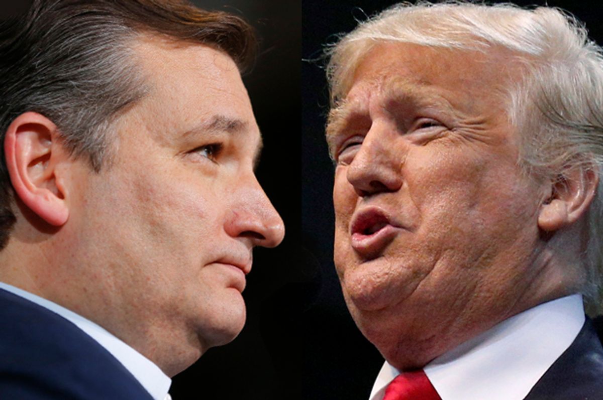 Ted Cruz, Donald Trump   (Reuters/Brendan McDermid/Aaron P. Bernstein//Photo montage by Salon)