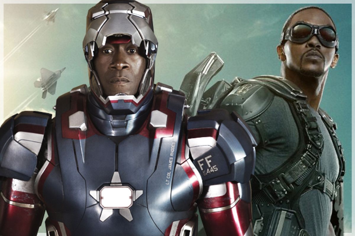 Don Cheadle as War Machine, Anthony Mackie as Falcon (Marvel)