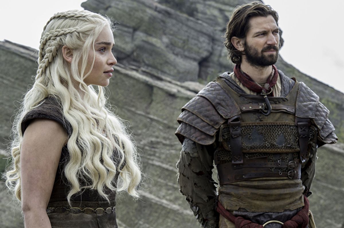 Emilia Clarke and Michiel Huisman in "Game of Thrones"   (HBO)