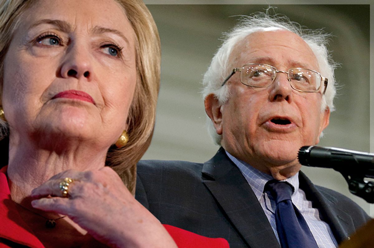 Hillary Clinton, Bernie Sanders   (AP/Andrew Harnik/Michael Conroy/Photo montage by Salon)