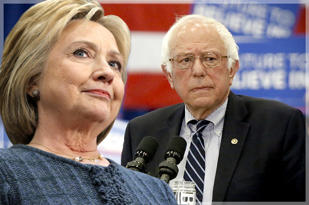 Hillary Clinton, Bernie Sanders   (Reuters/Brian Snyder/AP/Keith Srakocic/Photo montage by Salon)
