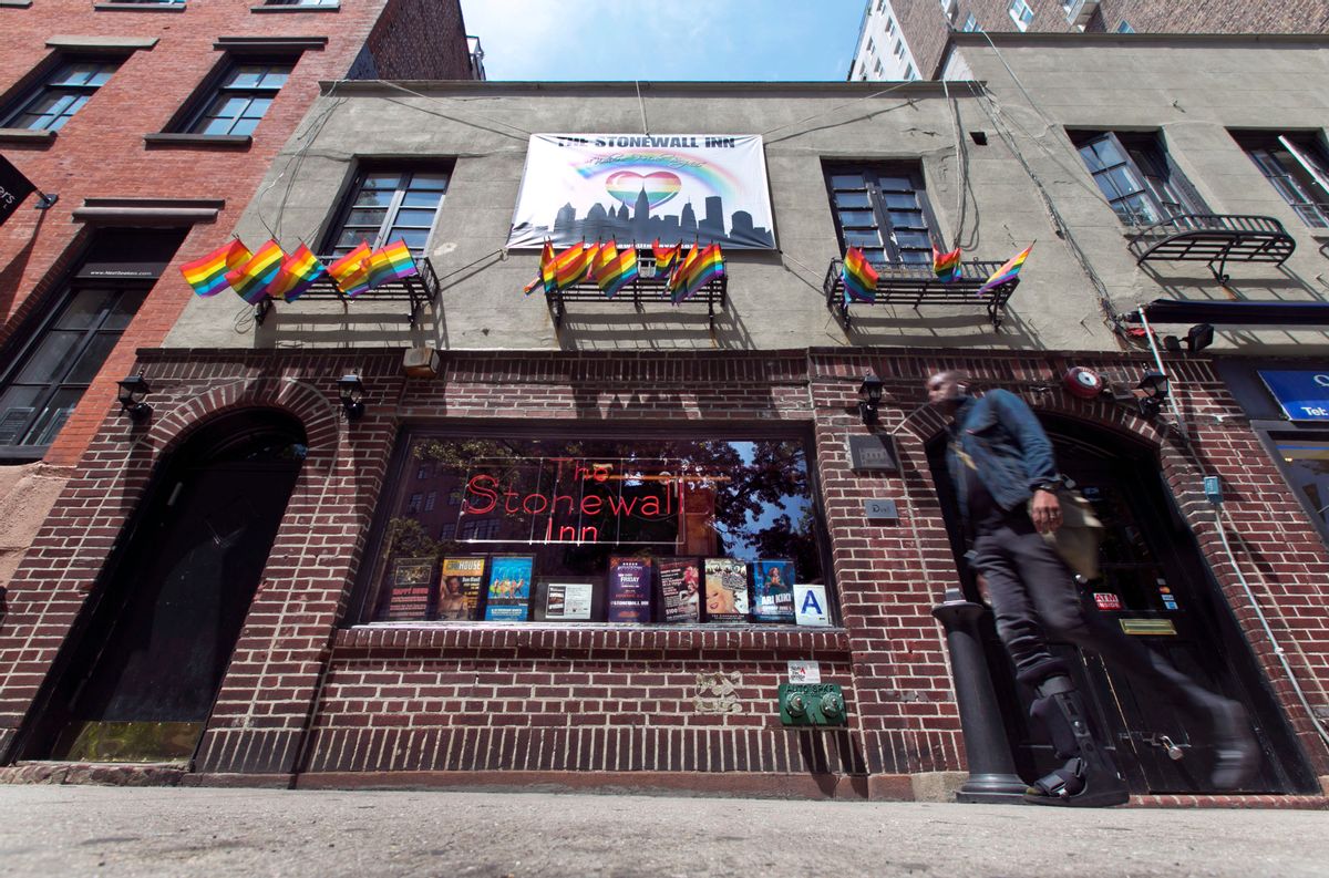FILE - This May 29, 2014 file photo shows The Stonewall Inn, in New York's Greenwich Village. President Barack Obama is preparing to designate the Stonewall Inn in New York the first national monument dedicated to gay rights. (AP Photo/Richard Drew, File) (AP)