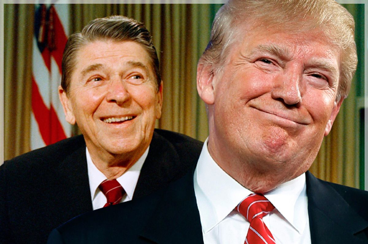 Ronald Reagan, Donald Trump   (AP/Doug Mills/Andrew Harnik/Photo montage by Salon)