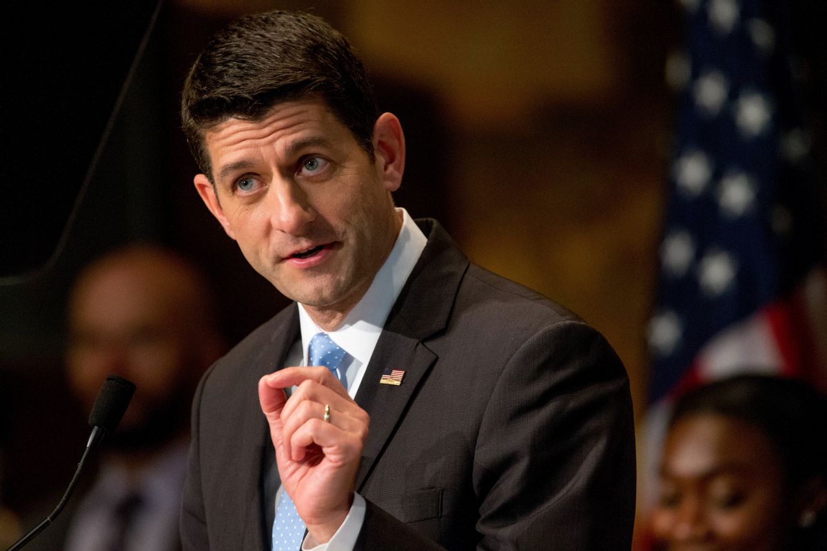 FILE - In this April 27, 2016 file photo,House Speaker Paul Ryan of Wis. speaks in Washington. Paul Ryan is refusing to support Donald Trump as the Republican nominee for president. (AP Photo/Andrew Harnik, File) (AP)