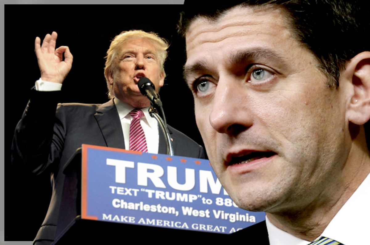 Donald Trump, Paul Ryan   (Reuters/Chris Tilley/Jonathan Ernst/Photo montage by Salon)