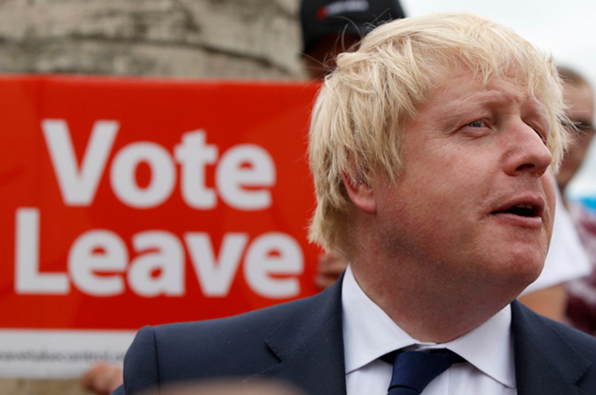 Former London Mayor Boris Johnson speaks during a "Vote Leave" rally in Selby, Britain June 22, 2016.   (Reuters/Ed Sykes)