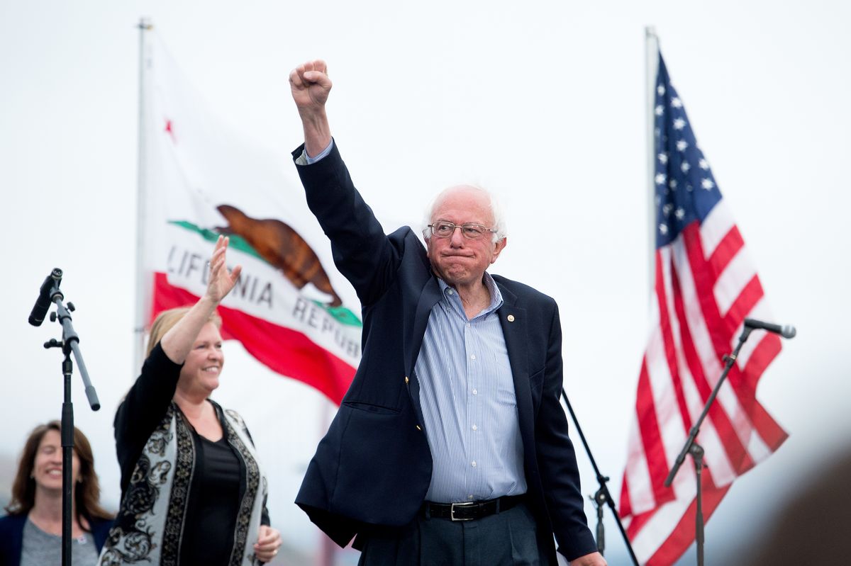 Democratic presidential candidate Sen. Bernie Sanders, I-Vt., and his wife Jane Sanders arrive at a campaign rally on Monday, June 6, 2016, in San Francisco. (AP Photo/Noah Berger) (AP)