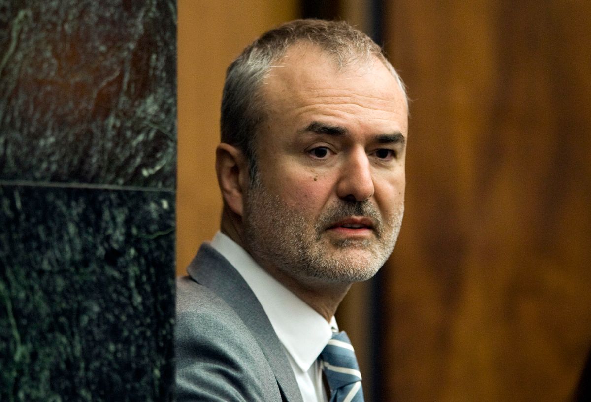 FILE - In this Wednesday, March 16, 2016, file photo, Gawker Media founder Nick Denton arrives in a courtroom in St. Petersburg, Fla. Gawker Media has filed for Chapter 11 bankruptcy protection, about three months after pro wrestler Hulk Hogan won a $140 million lawsuit against the online gossip and news publisher. (AP Photo/Steve Nesius, Pool, File) (AP)