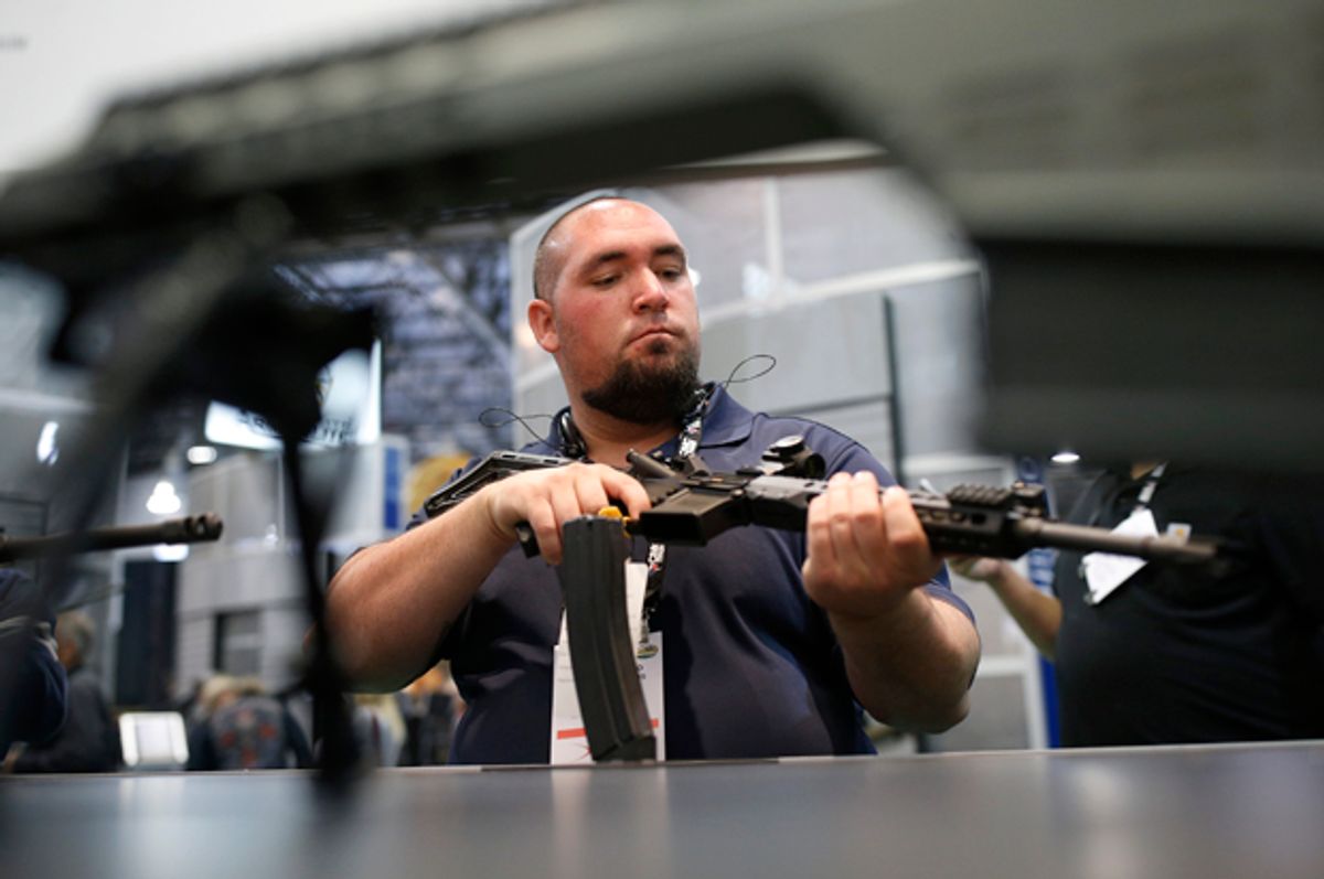 The Shooting, Hunting and Outdoor Trade Show in Las Vegas, Jan. 19, 2016.   (AP/John Locher)