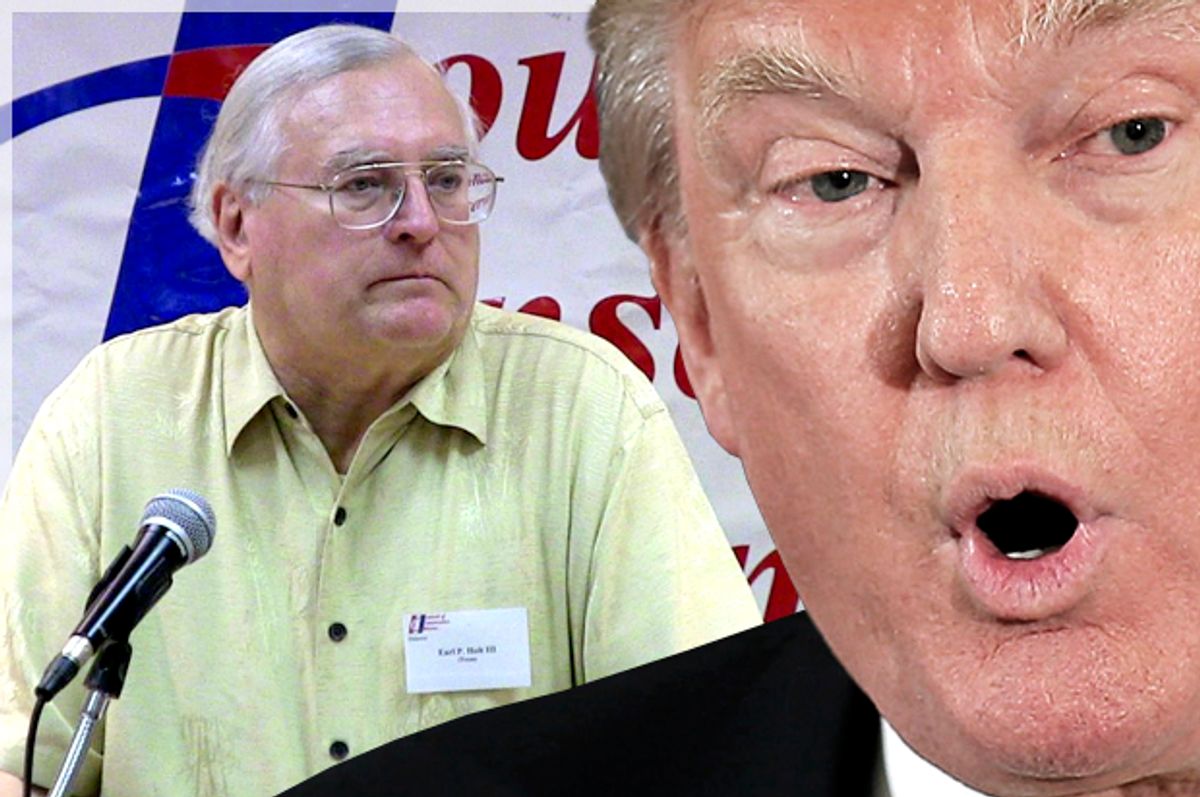 Earl Holt, Donald Trump   (cofcc.org/Reuters/Brian Snyder/Photo montage by Salon)