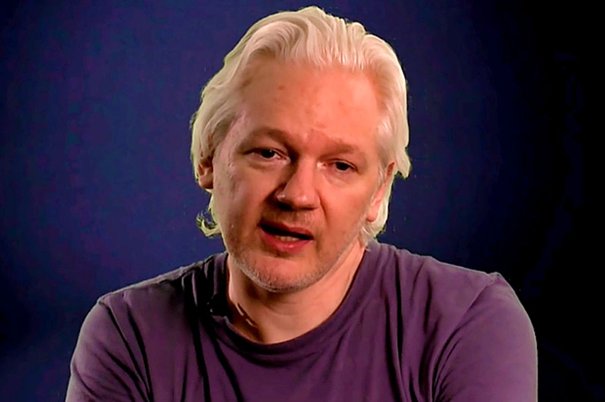 WikiLeaks editor Julian Assange speaking via videostream at an event in New York City on June 22, 2016  (YouTube)
