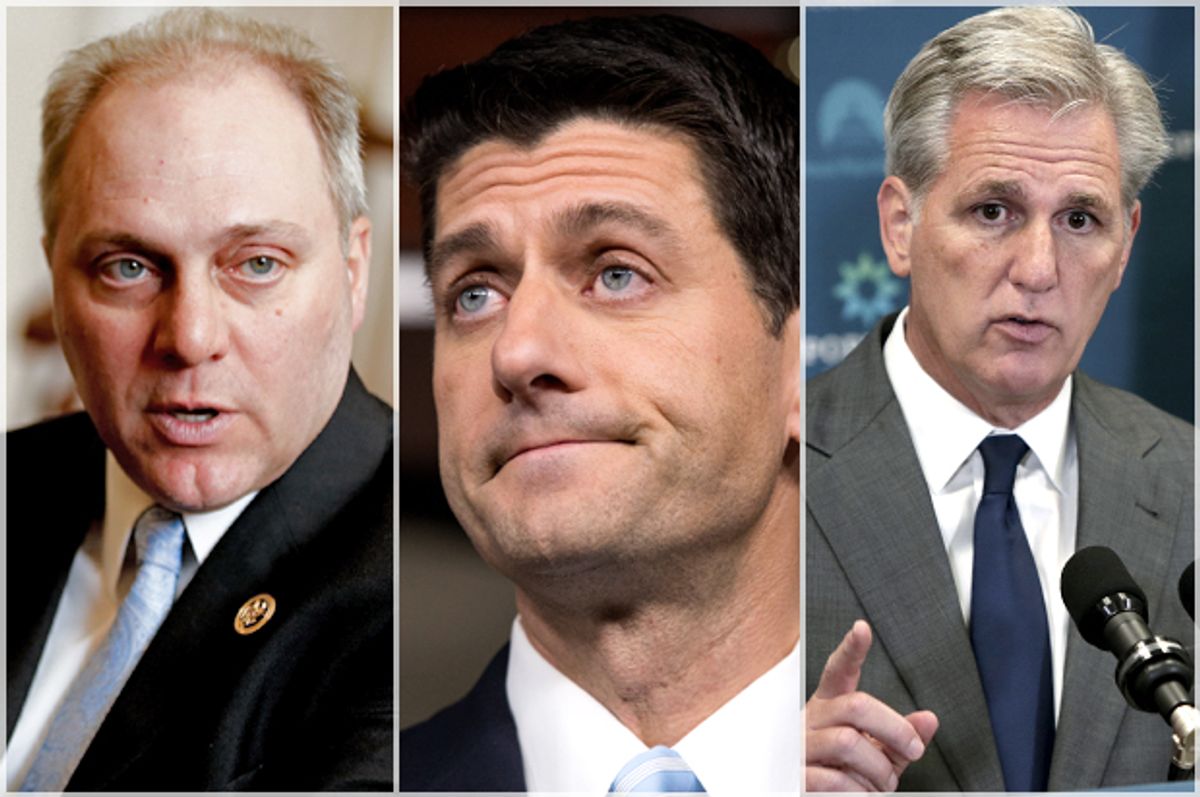 Steve Scalise, Paul Ryan, Kevin McCarthy   (AP/Andrew Harnik/Reuters/Gary Cameron)