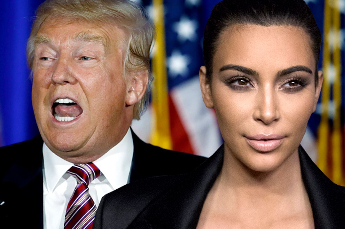 Donald Trump, Kim Kardashian   (Reuters/Carlo Allegri/Mario Anzuoni/Photo montage by Salon)