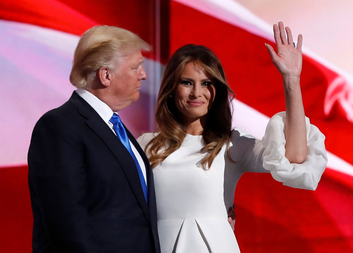 Melania Trump stands with Donald Trump at the Republican National Convention in Cleveland,  (Reuters)