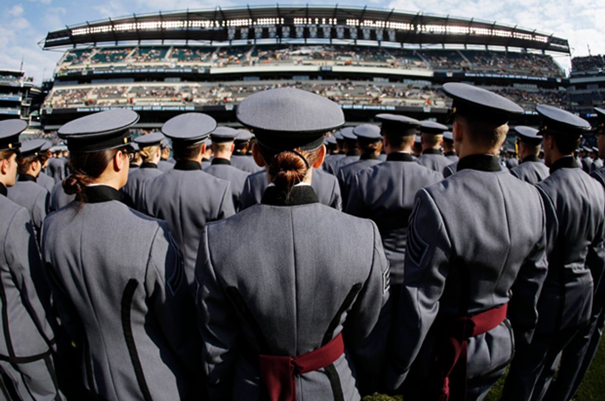 Army Cadets stand in formation, Dec. 12, 2015, in Philadelphia.   (AP/Matt Slocum)