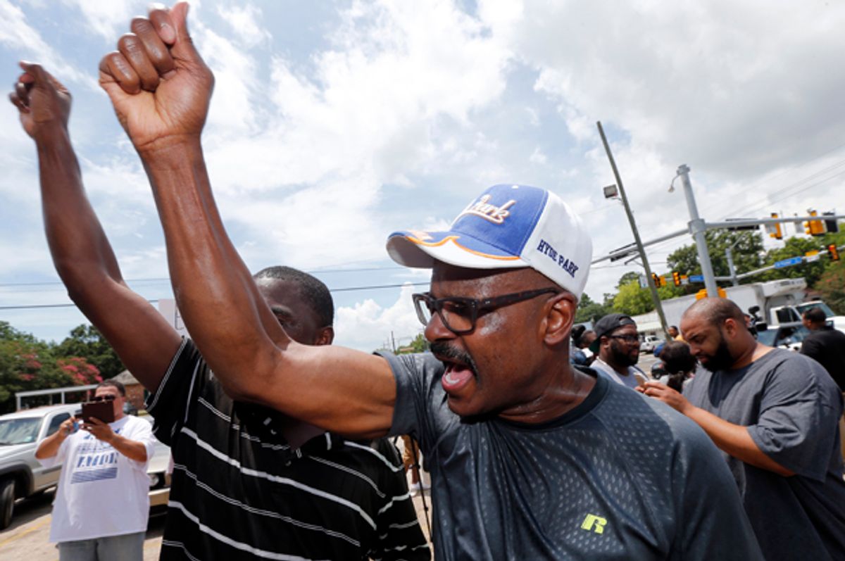 Protesters in Baton Rouge, La., July 6, 2016.   (AP/Gerald Herbert)