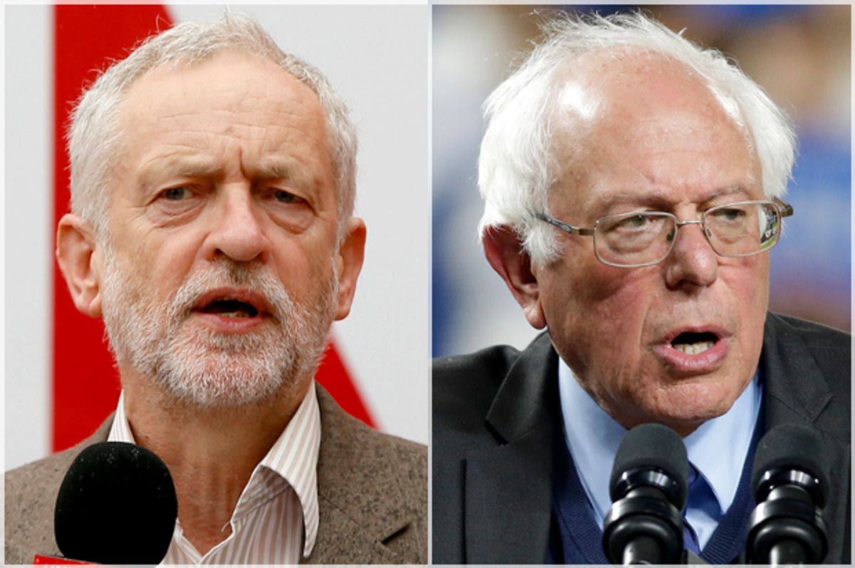 Jeremy Corbyn; Bernie Sanders   (AP/Kirsty Wigglesworth/Elaine Thompson)